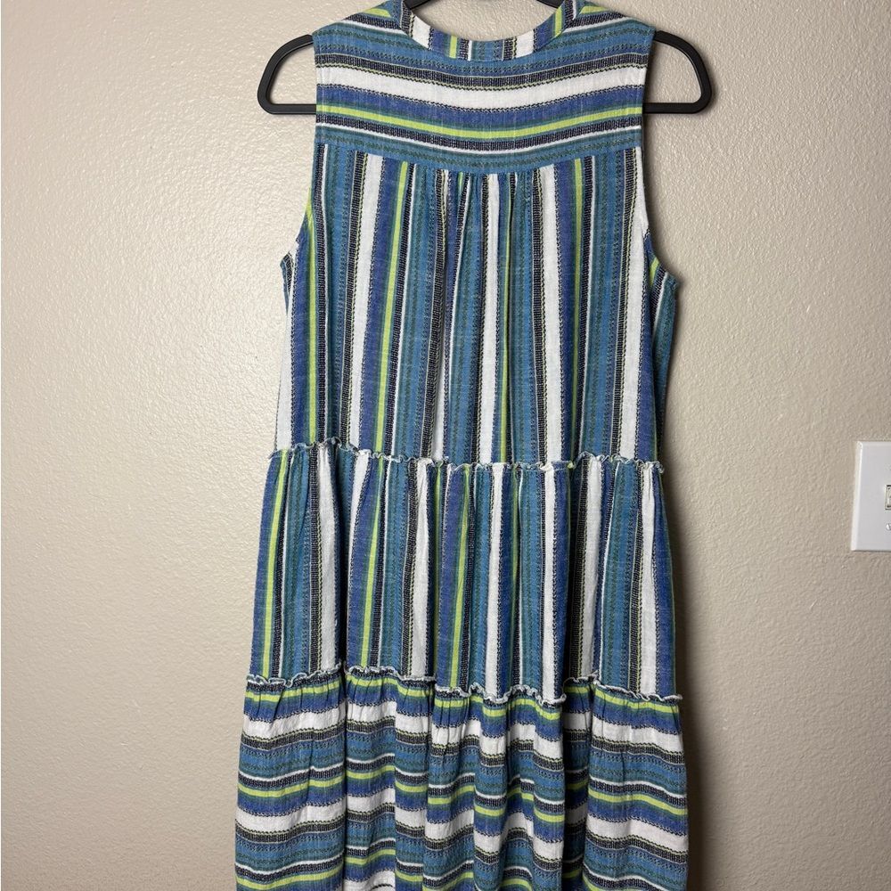 Tribal Blue and White Sleeveless V-Neck Sundress Size P/S - Picture 3 of 8